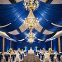 4 Panels 5ftx30ft Royal Blue Ceiling Drapes for Wedding Parties 30 FT Extra Long Thick Polyester Wrinkle-Free Drapery Tent Decor Decorations for Birthday Party Ceremony Stage Swag