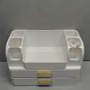 HBlife Makeup Organizer for Vanity with Brush Holder, Large Bathroom Countertop Cosmetic Organizer Skin Care Storage, Easy to Store Lipsticks, Nail Polishes, Perfumes, Eyeshadow Palettes, All White