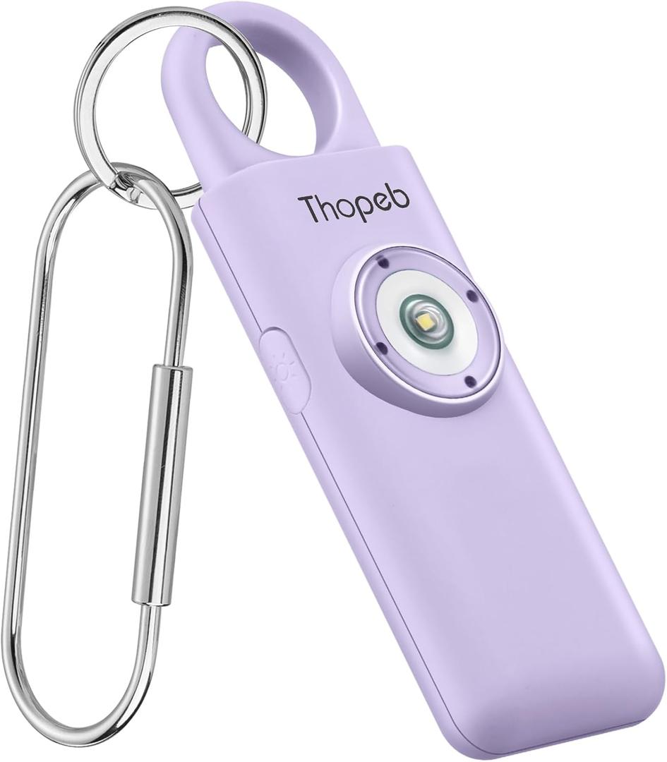 ThopebPersonal Alarm, Personal Safety Alarm for Women Extra Loud Siren Birdie Sound  Rechargeable  Self Defense Keychain for College Essentials (Lilac) (Rechargeable- Orchid (2024 Version ))