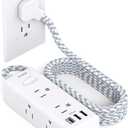 Power Strip Surge Protector - One Beat 6 Widely Outlets with 3 USB Ports(1 USB C), Flat Plug Extension Cord, Multi Plug Wall Outlet Extender, Small Power Strip for Home Office Travel College Dorm Room (5FT)