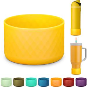 Silicone Boot for Owala Water Bottle 24 oz 32 oz 40 oz, Anti-Slip Protective Sleeve for FreeSip/Twist/Flip Stainless Steel Water Bottles Accessories (24 Ounces, Yellow)