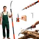 AgiiMan 30FT Reach Pole Saws for Tree Trimming, Pole Saws with 5-24FT Telescoping Extension Pole Pruning Pole Saw with 24" Blade Manual Pole Saw for Tree Pruning Forestry Yard Garden, and Patio
