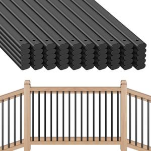 50 Pack Deck Balusters 26" Staircase Baluster for Deck Systems, Black Hollow Metal Spindles for Stair Railing and Porch Railing, Indoor Outdoor Use (1.5mm Thick)