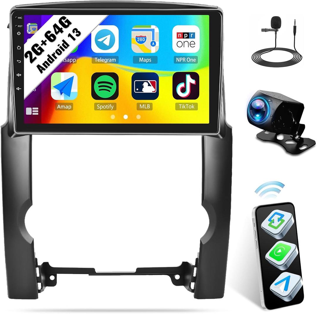 SIXWIN 2G+64G Android 13 Car Radio for KIA Sorento 2009 2010 2011 2012 2013 10.1 Inch Touch Screen with CarPlay Android Auto Mirror Link Bluetooth FM 28UI GPS Navigation WiFi SWC Backup Camera MIC