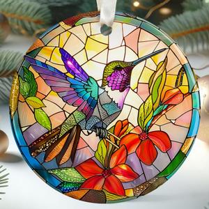 2 pcs Pawzity Hummingbird Ornaments for Christmas Tree - Bird Ornament - Hummingbird Gifts - Ceramic Ornament