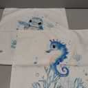 4 x XUNLURY Sea Horse Turtle Coastal Beach Pillow Covers 18x18, Ocean Beachy Room Decor, Blue Nautical Marine Biology Decorative Throw Pillow Covers for Beach House Cabin Bedroom Home, Set of 2