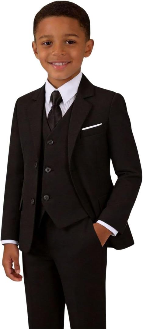 Toddler Boys Suit Kids Formal Dresswear Slim Fit Suits Tuxedo Prom Wedding (Black), 5T