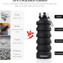 Nefeeko Collapsible Water Bottle, Reuseable BPA Free Silicone Foldable Water Bottles for Travel Gym Camping Hiking, Portable Leak Proof Sports Water Bottle with Carabiner