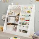 Kids Bookshelf and Toy Storage, Children's Bookcase with 5 Shelf and 4 Tier CabinetWooden Montessori Book Shelf for Kids Room, Playroom, Nursery, 48.26 cm x 15.24 cm x 96.52 cm