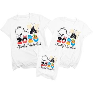 Family Vacation Shirts 2026 Family Matching Outfits Magical Tshirt for Family Cruise Trip Clothes Summer Travel Tops (White)