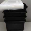 IRIS USA File Box, Plastic File Organizer with Lids for Letter/Legal File, Portable Document Box For Moving, Storage Bin with Durable and Secure Lid, Stackable Nestable BPA-Free, Black 35 Qt. 4 Pack