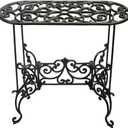 Sungmor Heavy Duty Cast Iron Potted Plant Stand Garden Table - 22.6IN. 1 Tier Metal Stands - Decorative & Vintage Style Indoor Outdoor Corner Shelf for Planters Vases Lanterns Ornaments Books and More