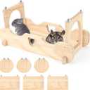 Rypet Wood Chinchilla Suspension Bridge, Pine Wood Chinchillas Ledges Set and Cage Platform, Small Animals Habitat Toy Chinchillas Cage Accessories Chinchilla Hideout for Sugar Gliders Rats Squirrel