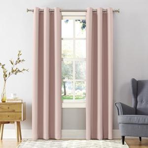 Sun Zero Easton Energy Saving Blackout Grommet Curtain Panel, 40" x 54", Blush Pink