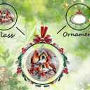 XUTAI Cardinals and Birds House Christmas Tree Ornaments Chritstmas Wreath Christmas Ornament Glass Christmas Hanging Ornament Festive Pendant for Home Holiday Decoration