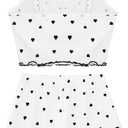Hilinker Women's Graphic 2 Piece Pajama Set Summer Cute Crop Cami Top and Shorts Ribbed Sleepwear Sets Black Heart Large (White, L)