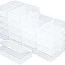 19 Pack Rectangular Clear Plastic Storage Containers Box with Hinged Lid for Beads and Other Small Craft Items (5.7 x 3.35 x 1.38 inch)