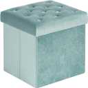 B FSOBEIIALEO Storage Ottoman Cube Velvet Tufted Folding Ottomans Footstool Rest Seat with Removable Lid (Teal, Medium)