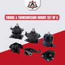 Engine Motor and Transmission Mount Set of 6 - Fits Honda Accord 2003-2007 2.4L Automatic Trans - Replaces A4526HY, A4517, A4509, A4542, A4516, A4510 - Front, Right, Rear, Upper Mounts