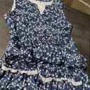 Navy Blue Sleeveless Dress With A Floral Print M