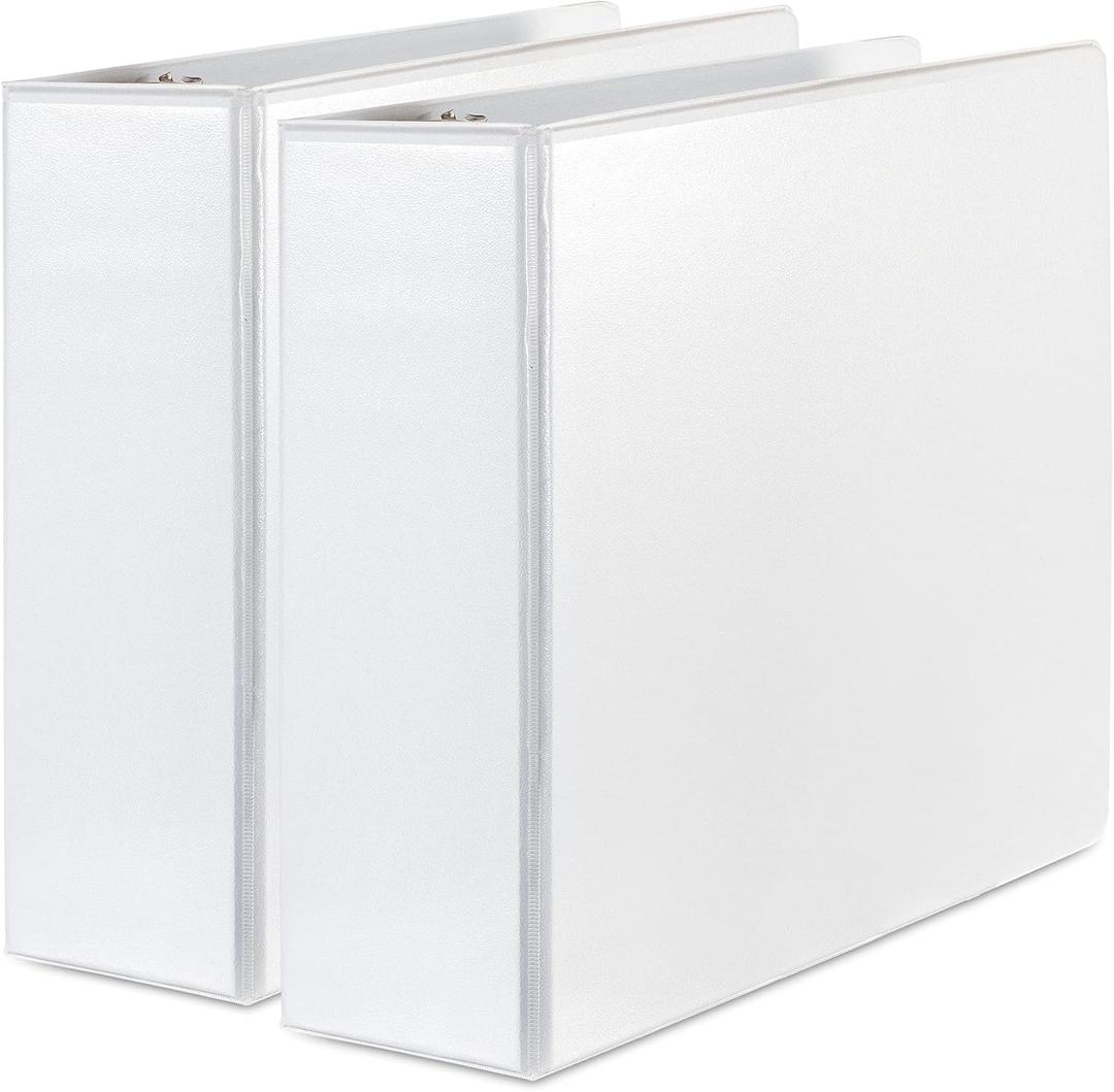 3 Ring Binder, Heavy Duty D Ring Binders, 3 Inch Binder, Extra Large Wide Clear View Binder - Presentation Folder for Pages, Documents (2 Pack, White)