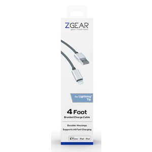 ZGear Lightning Tip 4 Foot Braided Charge Cable