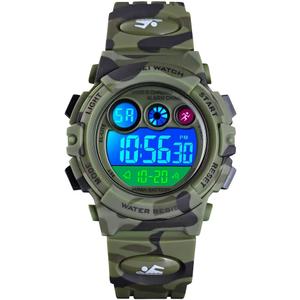 Kids Digital Sport Watch for Boys Girls, Kid Waterproof Electronic Multi Function Casual Outdoor Watches, 7 Colorful LED Luminous Alarm Stopwatch Camouflage Wristwatch