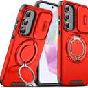 for Gabb Phone 4 Pro Case with Slide Camera Cover and Rotating Kickstand Ring, Slim Magnetic Shockproof Accessories Case for Gabb Phone 4 Pro (Red)