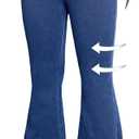 Girls Stretch Flare Jeans Crossover Waist Denim Pants Exercise Basics Slim Casual Streetwear (11 Years, Blue)