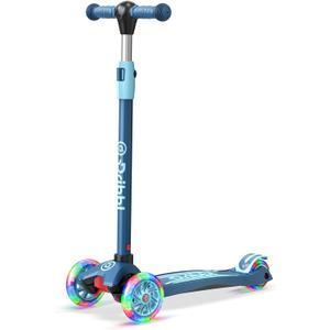 Dribbl 3-Wheel Kids Scooter - Lean-to-Steer Technology, Adjustable Height Handlebar, Wide Anti-Slip Deck, Scooter for Boys & Girls Ages 3+, Child Safety Approved, Support Riders Up to 165 lbs, Blue