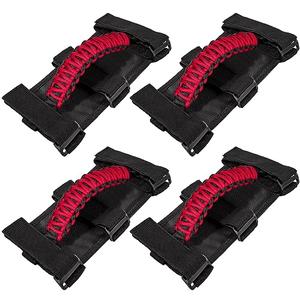 Roll Bar Grab Handles Grip Handle for Jeep Wrangler JK JKU JL JLU TJ YJ Sports Sahara Freedom Rubicon Unlimited Gladiator JT 1955-2023 UTV ATV Premium 550 Paracord Interior Accessories (Red), 2 Pieces