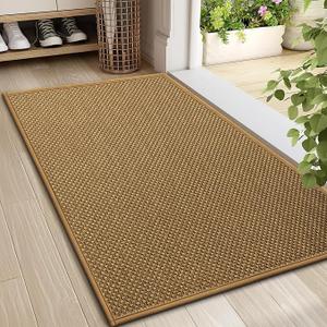 LEKEEPGO Door Mat 24"x36", Non Slip Door Mat Indoor Entrance, Rubber Backing Front Indoor Door mats Washable Absorbent Doormat Low-Profile Entryway Entry Resist Dirt Inside Door Mats, Light Brown