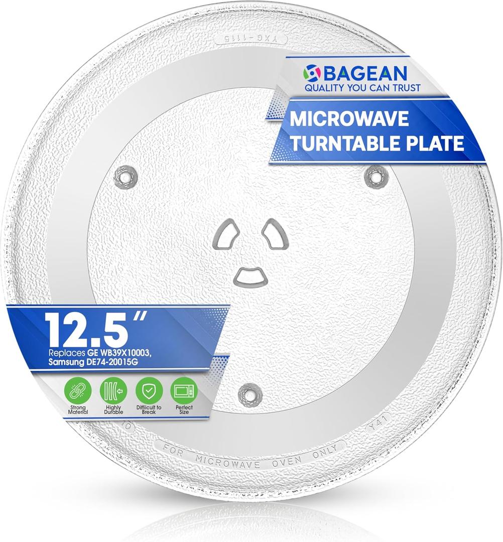Microwave Plate Replacement 12.5 for GE WB39X10003 Samsung DE74-20015G Microwave Glass Plate - Rotating Glass Microwave Turntable Plate Oven Spinning Dish Tray For Better Reheating and Cooking