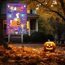 Breling Light up Halloween Garden Flag Double Sided Porch Goose Flag Solar Light LED Happy Halloween Goose Flags Seasonal Funny Yard Decorations for House Porch Patio Lawn Outside Decor, 12 x 18 Inch