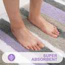 Buganda Microfiber Striped Bathroom Rugs Bath Mat, Extra Thick, Soft and Shaggy, Absorbent, Machine Washable, Bath Rugs for Bathroom, Tub and Shower, 24x16 Inches, Purple-Grey