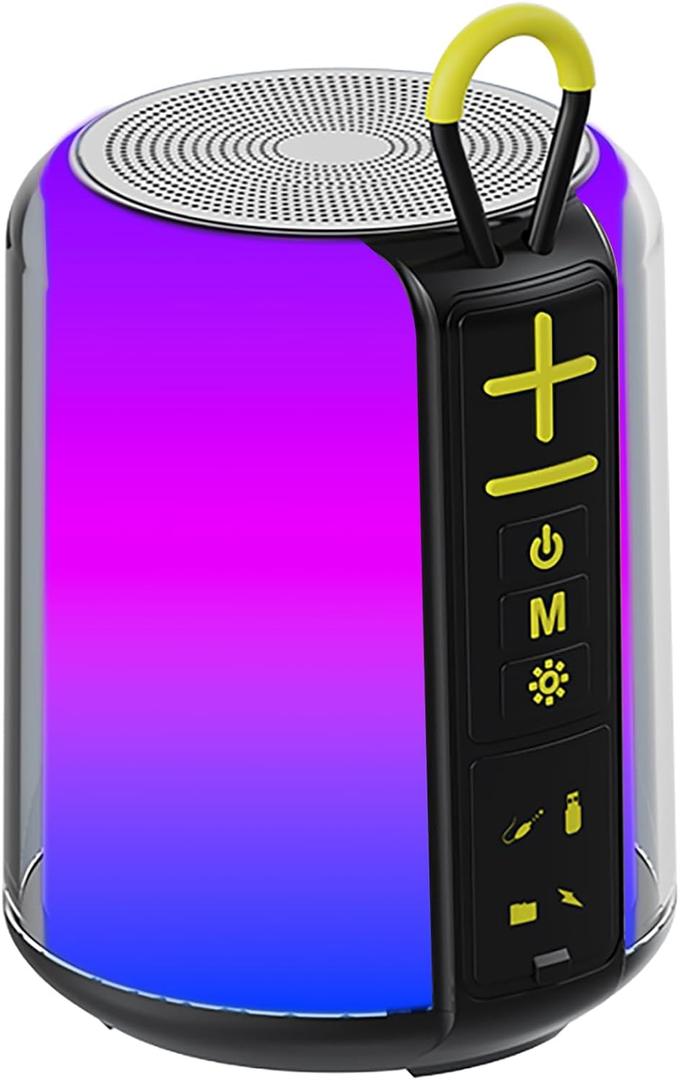 Portable Speaker with AUX/TF/USB Flash Drive Input, RGB Light, Wireless Bluetooth 5.3 TWS Stereo Dual Pairing