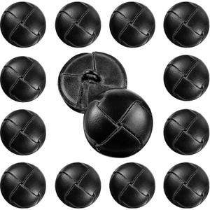 12 Pcs Black 23 mm Genuine Leather Cover Buttons Football Buttons with Shank Sew for Clothes Dress Coats Jackets Sweaters Blazers Jeans Handicrafts Fall Sewing Accessories