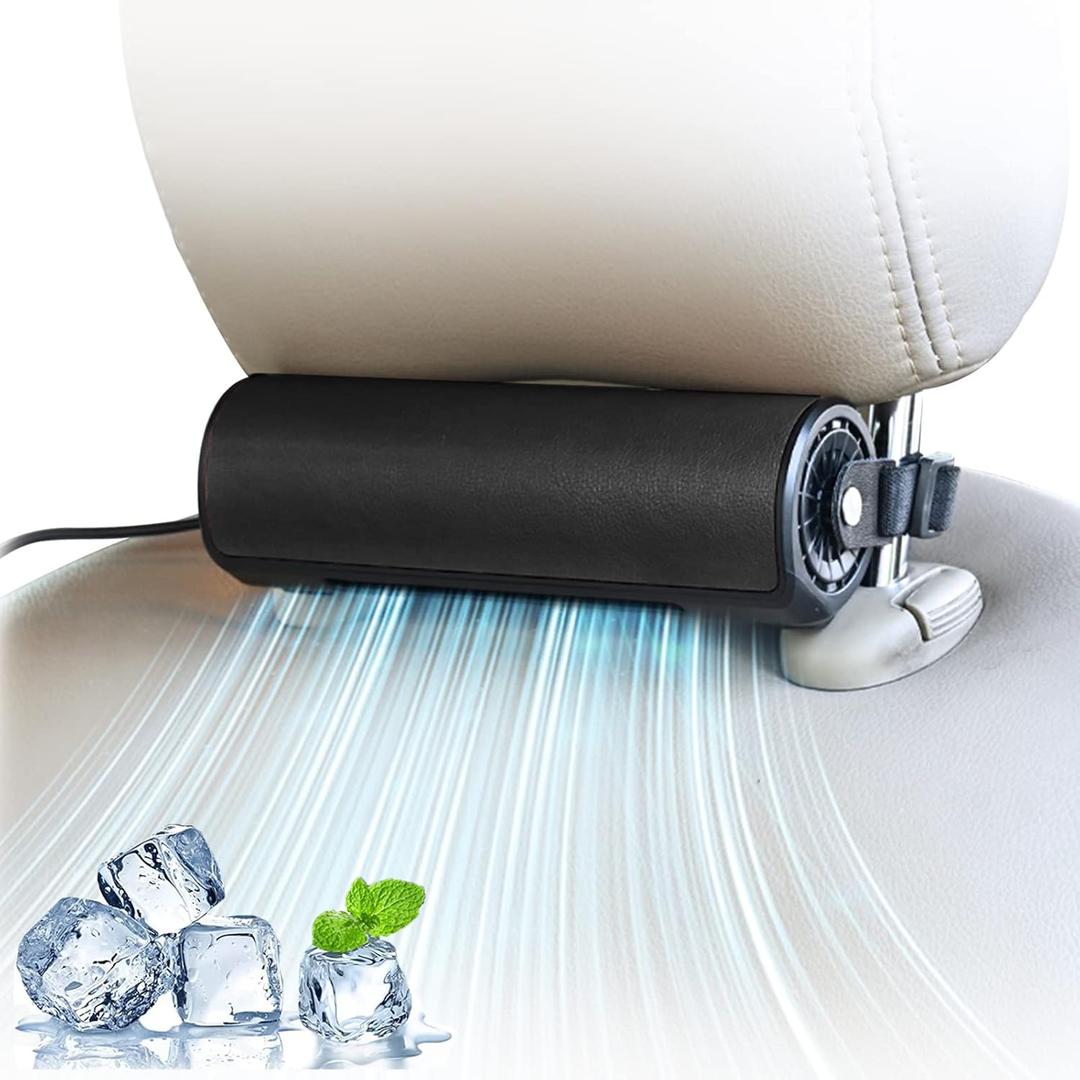 Portable Vehicle Fan, 3 Speed Strong Wind USB Powered Car Seat Cooling Fan for SUV RV Truck Sedan Office (Black)