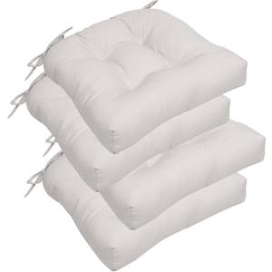 RACE LEAF Patio Chair Cushions 19x19 Inch 4 Pack, Thickened Outdoor Seat Cushions Water Resistant with Non-Slip Ties & Stain Resistant Tufted Design (Beige)