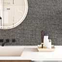 ReWallpaper Dark Gray Peel and Stick Wallpaper Modern Grasscloth Wallpaper for Bathroom Walls Bedroom 17.5in10ft Waterproof Self Adhesive Grey Faux Fabric Removable Contact Paper Renters Friendly