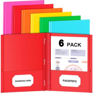 2 x Folders with Pockets and Prongs, 6 Pack Pocket Folders with Prongs