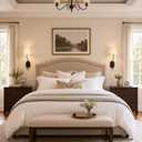 22.8" Boho Black Single Linen Reading Sconce for Bedroom