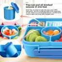 4 x Lunch Box Kids,Bento Box Adult,Lunch Containers for Adults/Kids/Toddler,5 Compartments Bento Lunch Box with Sauce Vontainers,Microwave & Dishwasher & Freezer Safe,BPA Free(Blue)