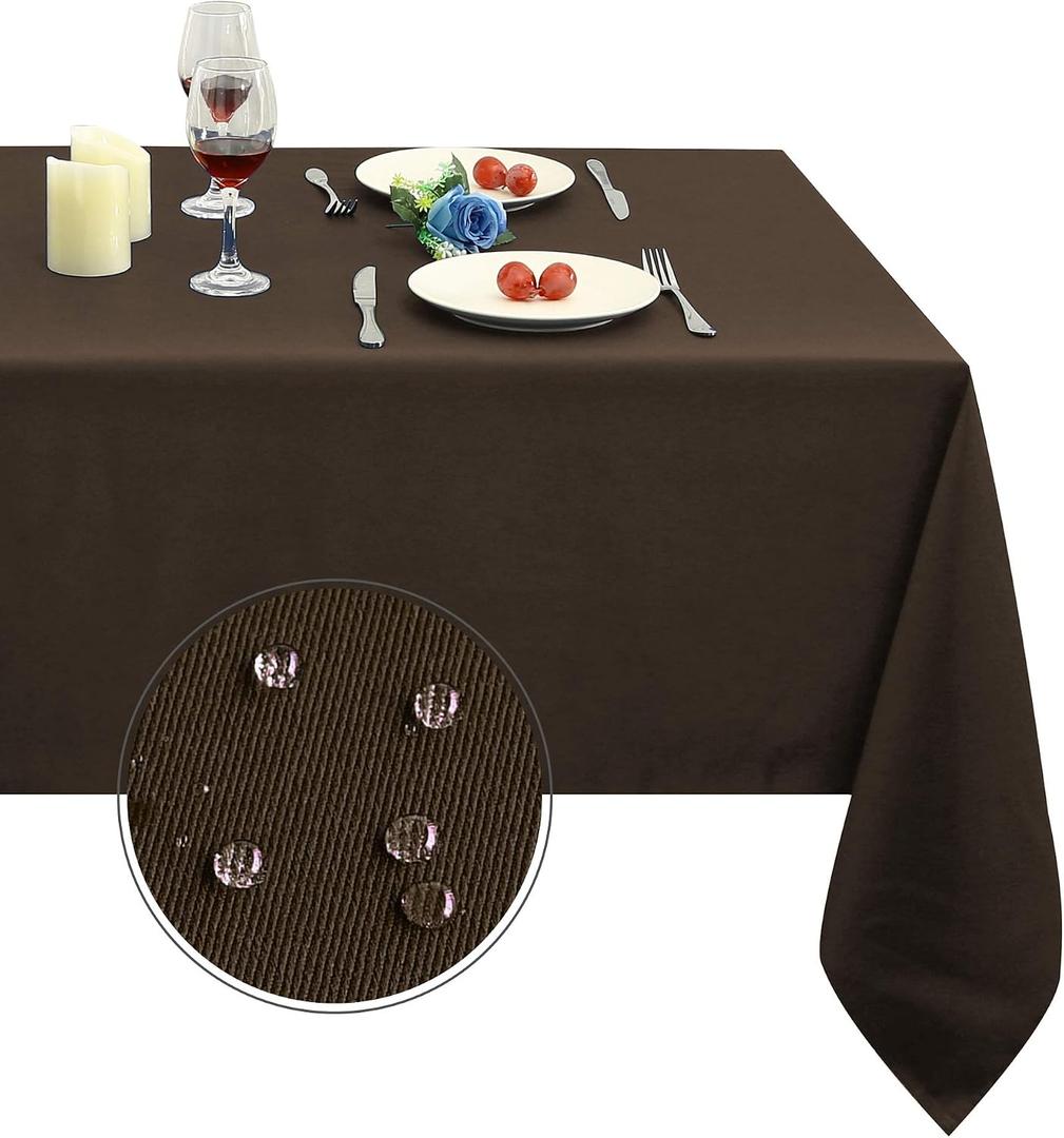 Rectangle Table Cloth, Chocolate, 60 x 120 Inch | Heavy Duty Water Resistance Microfiber Tablecloth, Decorative Fabric Table Cover for Outdoor and Indoor Use