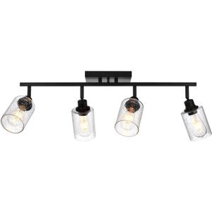 PENDRION Track Lighting Kit 3 Light Modern Ceiling Lights with Adjustable Track Heads, Industrial Bathroom Vanity Light with Seeded Glass Shade, Track Light Fixtures for Kitchen Dining Room Hallway