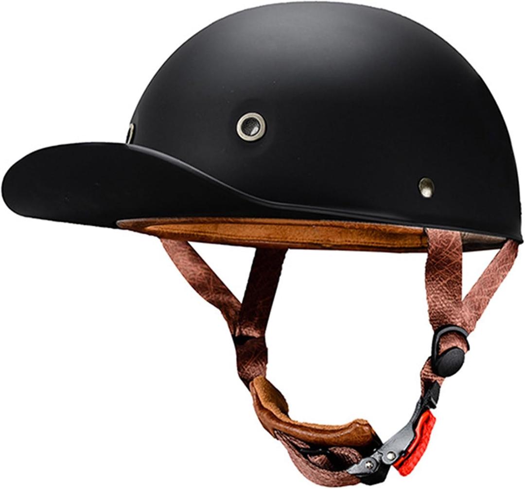 Baseball Motorcycle Half Helmet DOT Approved for Adults Universal Hat Style Helmet with Adjustable Quick Release Buckle Fits Bicycle Cruiser Scooter, Size: XXL
