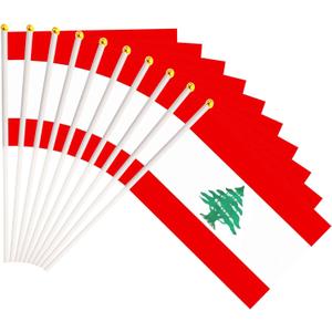 50 Pack Lebanon Lebanese on Stick Flags,Small Mini Hand Held Lebanon Lebanese Flags 5.5x8.3 Inch, Grand Opening, Carnival,Party Events Celebration
