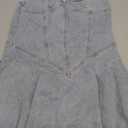 SHINFY Womens Summer Denim Dress Sexy Off Shoulder Strapless Bustier Corset Tube Pleated Mini Jean Dresses, Size Large