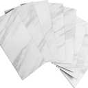 AULIGET 100-Piece White Marble Look Peel and Stick Backsplash Wall Tiles, 3" x 6" PVC Faux Stone Stick on Tile for Backsplash Kitchen, Bathroom, Laundry Room, Camper, Fireplace
