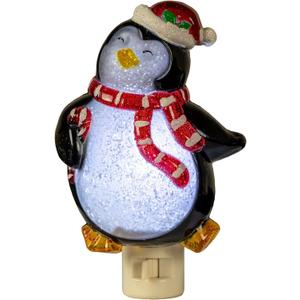Novelty Lights LED Lamp Penguin with Scarf Christmas Decoration Night Light with Swivel Plug (Small)
